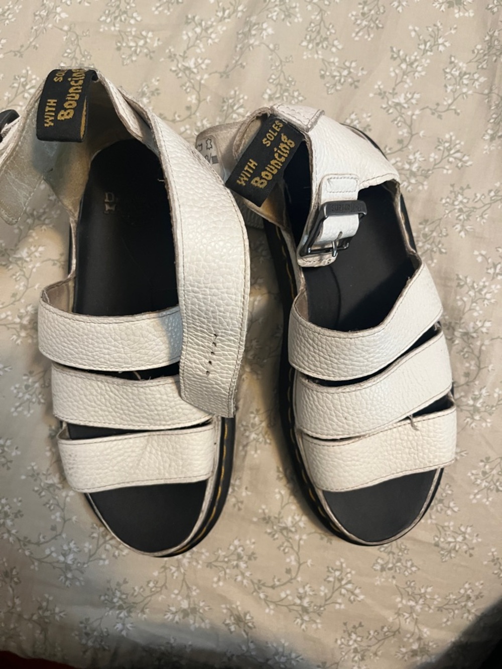 Dr. Martens White Leather Platform MC Sandals